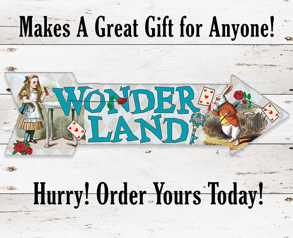 Wonderland - Directional Arrow - Metal Sign