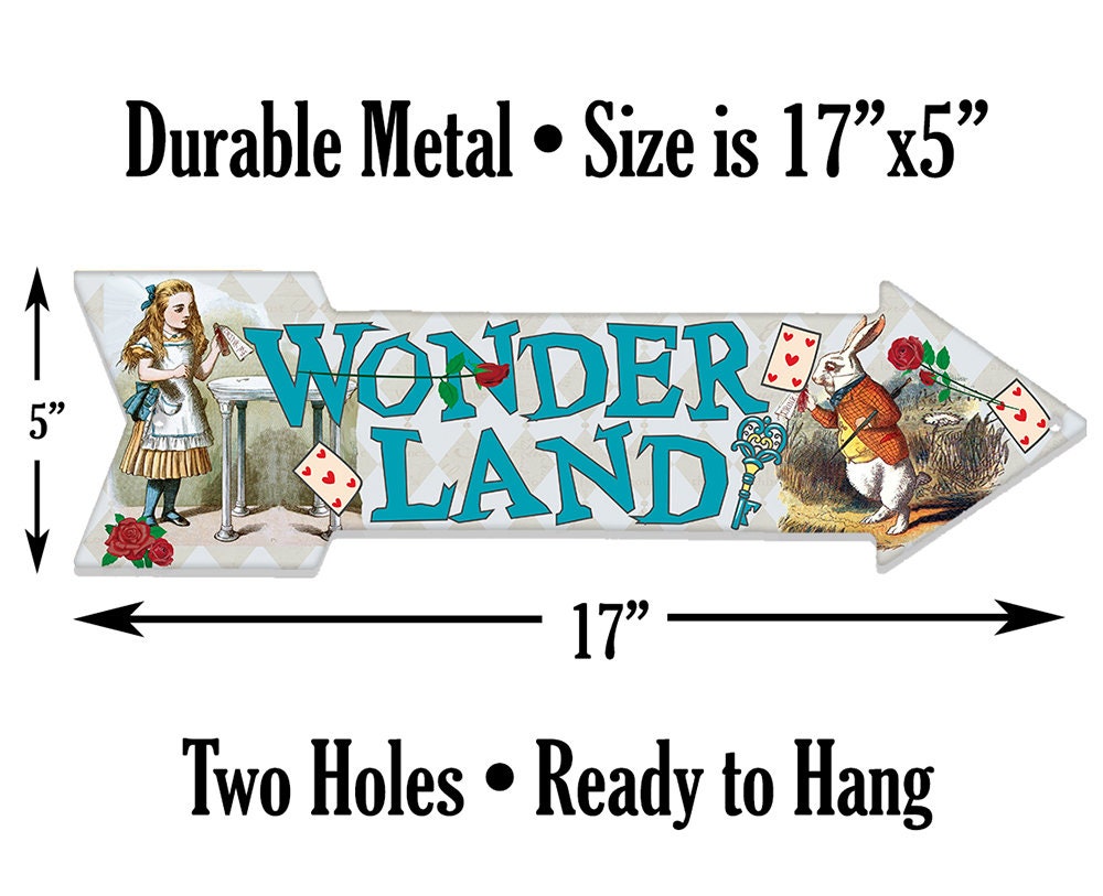 Wonderland - Directional Arrow - Metal Sign