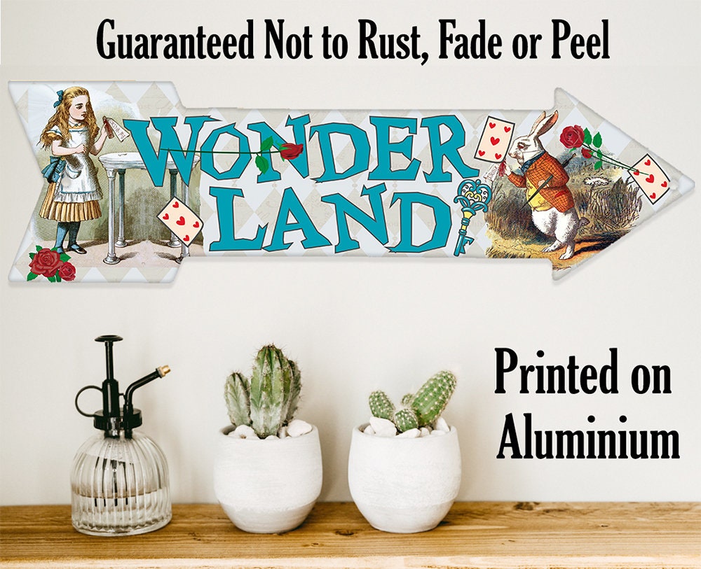 Wonderland - Directional Arrow - Metal Sign