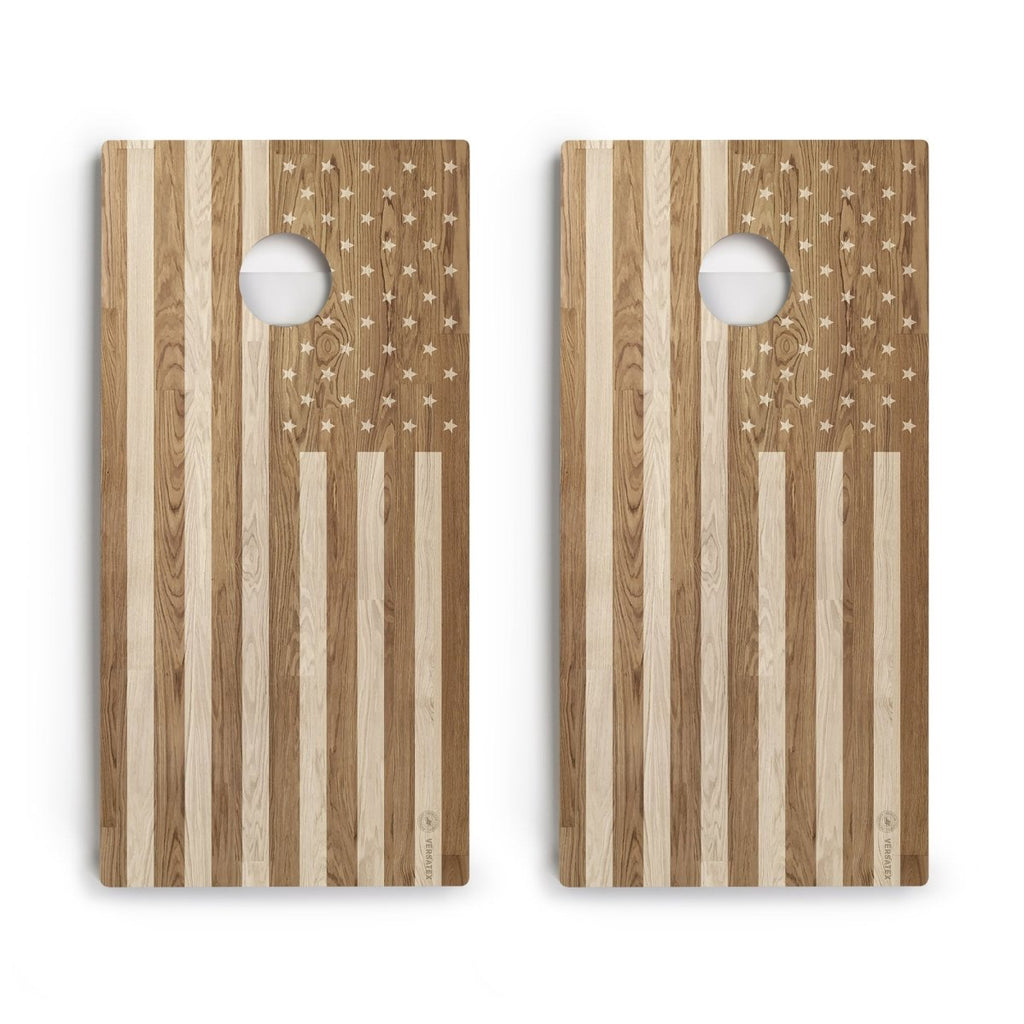 Wood American Flag Versatex All-Weather Cornhole Boards