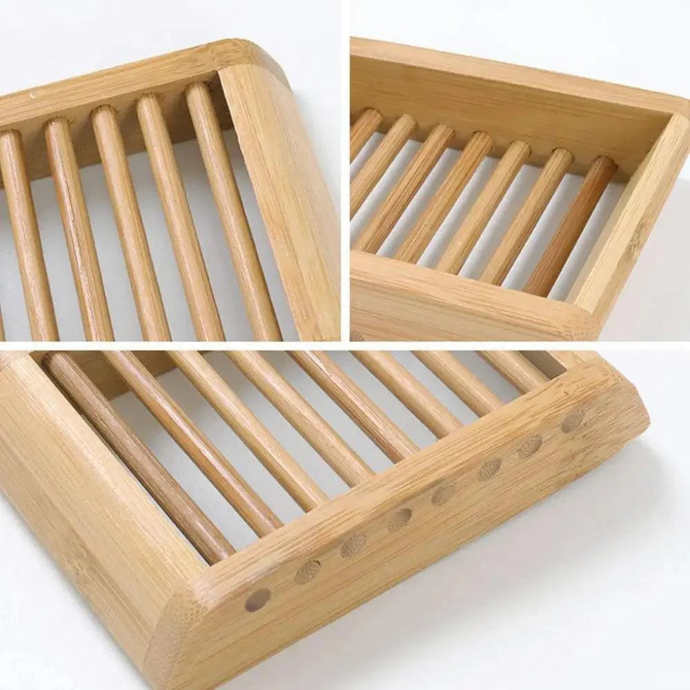 Wooden Natural Bamboo Soap Dishes Tray Holder Storage Soap Rack Plate Box Container Portable Bathroom Soap Dish Storage Box Bathroom Wooden Soap Case Holder Home Hand Craft Natural Wood Dish Holder for Soap Sponge
